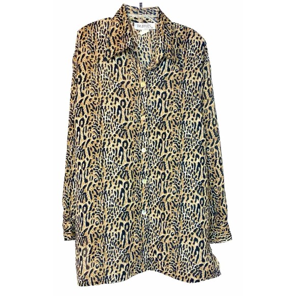 Vintage Truffles by YB Leopard | Animal Print Button Up Blouse Size XL? - Picture 1 of 14